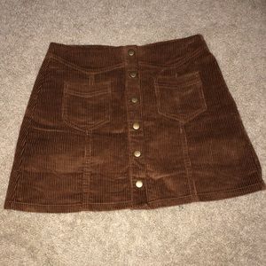 Brown Suede Button Up Skirt